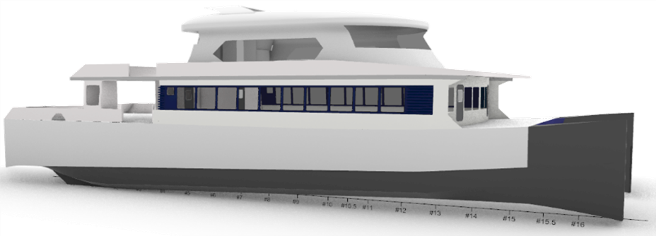 3D CAD model of the catamaran design 
